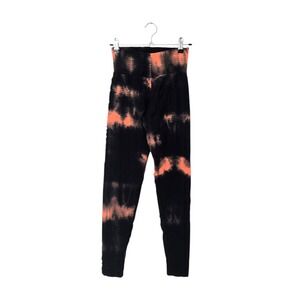 Booty by Brabants Leggings Womens One Size Black Orange Tie Dye Croco